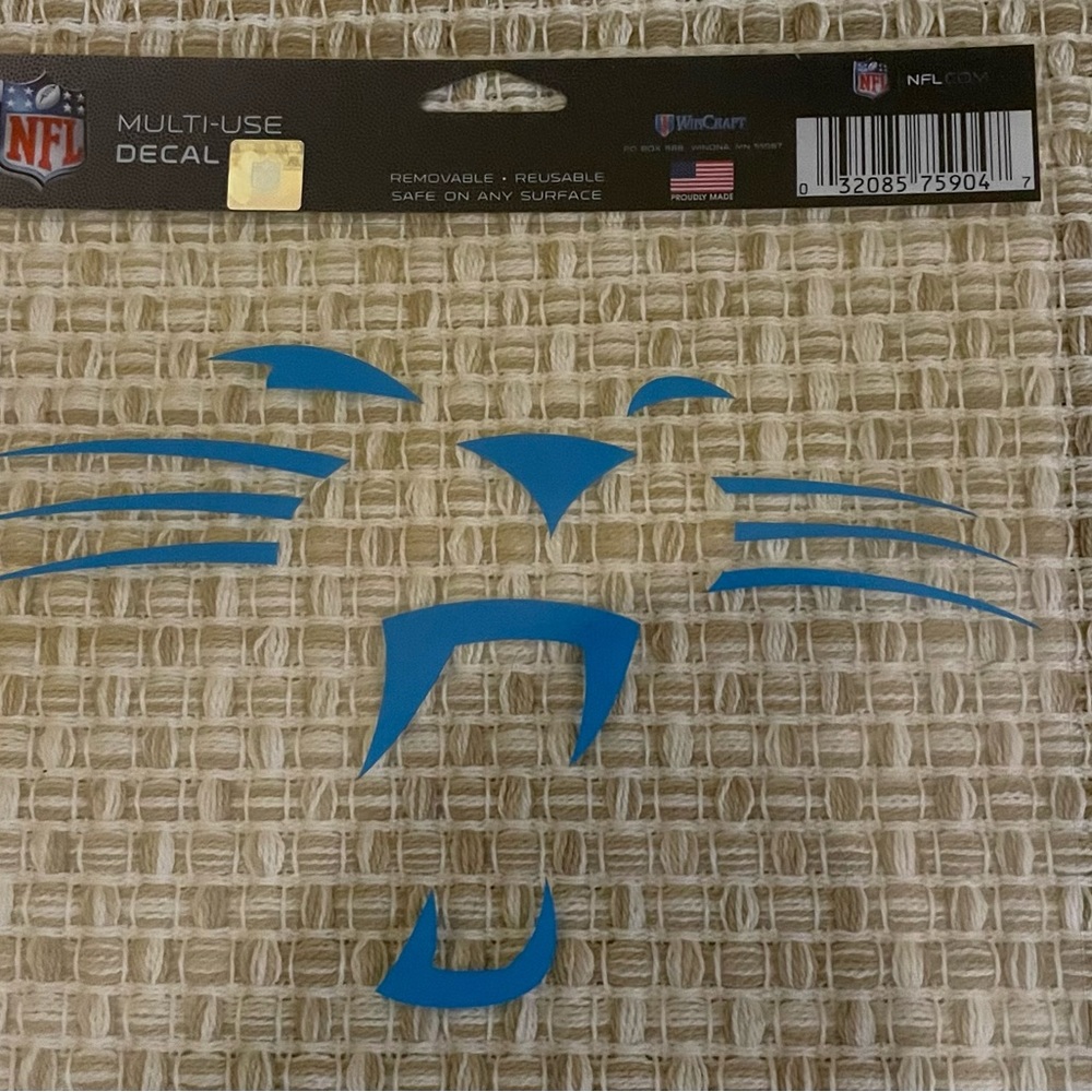 New NFL Carolina Panthers Multi Use Decal Removable Reusable Emblem